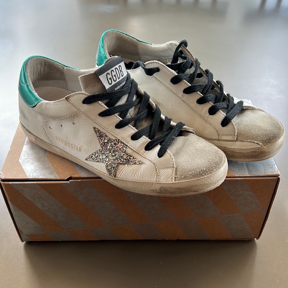Golden Goose Superstar sneakers 37 white with silver glitter star